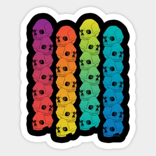 Rainbow Stacked Skull Pillars in a Pop Art Style Pattern Sticker